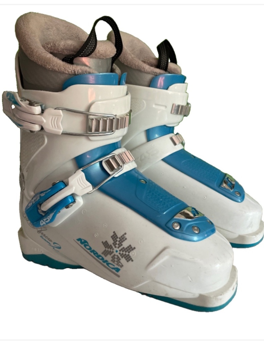 Nordica Fire arrow Team 2 Junior Youth Ski Boots white blue Mondo 23.5  / 275mm